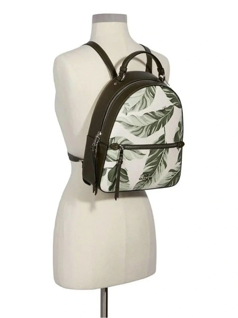 Coach Jordyn Backpack Banana Leaf Print,  Green / Chalk / Silver, 3962